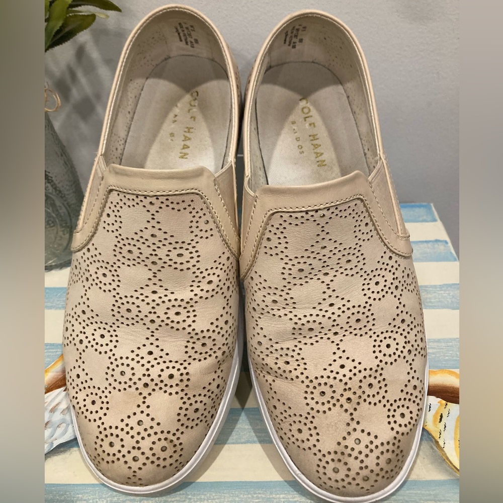 Cole Haan Grandos Leather Laser Cut Slip Ons